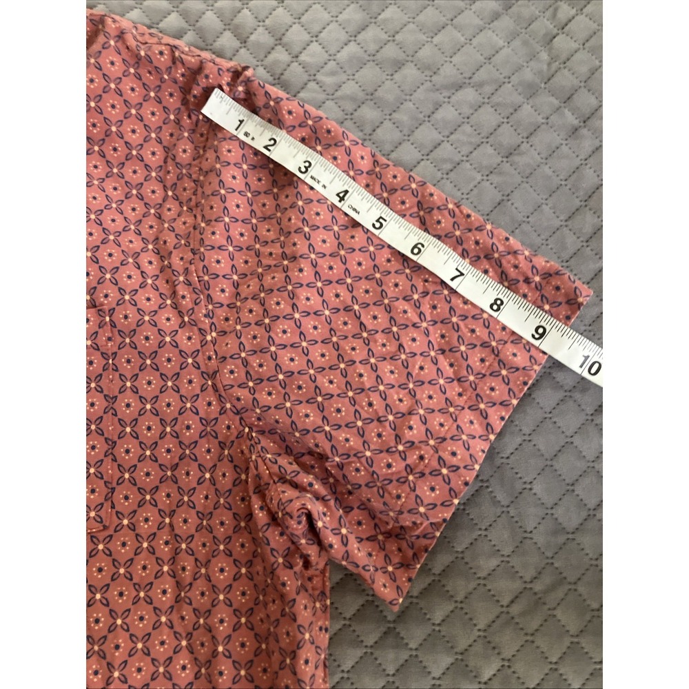 Fair Harbor Shirt Mens XL Red Geometric Short Sleeve Button Up Stretch Casual - Picture 7 of 9
